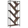 vidaXL Bibliothèque chêne marron 79x30x180 cm bois ingénierie et métal