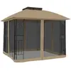 Tonnelle avec double toit et parois en filet taupe acier vidaXL