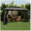 vidaXL Tonnelle avec double toit et parois en filet anthracite acier