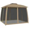 vidaXL Vidaxl Tonnelle Avec Double Toit Et Parois En Filet Taupe Acier