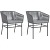vidaXL Chaises de jardin lot de 2 avec coussins gris résine tressée