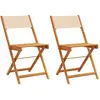 vidaXL Chaises de bistrot lot de 2 beige bois d'acacia massif et tissu