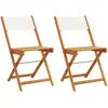vidaXL Chaises de bistrot lot de 2 blanc crème bois acacia et tissu
