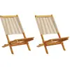 vidaXL Chaises de jardin lot de 2 beige bois d'acacia et polypropylène