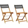 vidaXL Chaises de bistrot lot de 2 noir bois massif d'acacia et rotin