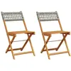 vidaXL Chaises de bistrot lot de 2 gris bois massif d'acacia et rotin
