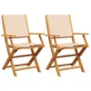 vidaXL Chaises de jardin lot de 2 beige bois d'acacia massif et tissu