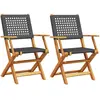 vidaXL Chaises de jardin lot de 2 noir bois massif d'acacia et rotin