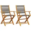 vidaXL Chaises de jardin lot de 2 gris bois d'acacia et polypropylène