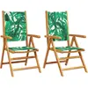 vidaXL Chaises de jardin lot de 2 motif de feuilles acacia et tissu