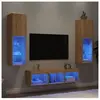 vidaXL Unités murales TV avec LED 5 pcs chêne sonoma bois d'ingénierie