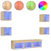 vidaXL Unités murales TV avec LED 7 pcs chêne sonoma bois d'ingénierie