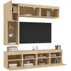 vidaXL Ensemble de meubles TV muraux 7pcs et lumières LED chêne sonoma