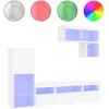 vidaXL Unités murales TV avec LED 6 pcs blanc bois d'ingénierie