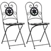 vidaXL Chaises de bistro pliables 2 pcs noir et blanc céramique