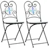 vidaXL Chaises de bistro pliables lot de 2 bleu et blanc céramique