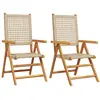 vidaXL Chaises de jardin lot de 2 beige bois massif d'acacia et rotin