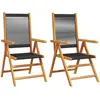 vidaXL Chaises de jardin lot de 2 noir bois d'acacia et polypropylène