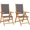 vidaXL Chaises de jardin lot de 2 anthracite bois acacia massif tissu