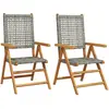 vidaXL Chaises de jardin lot de 2 gris bois massif d'acacia et rotin