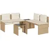 vidaXL Salon de jardin avec coussins 4 pcs beige résine tressée