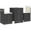 vidaXL Ensemble de bistro 3 pcs avec coussins noir résine tressée