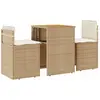 vidaXL Ensemble de bistro 3 pcs avec coussins beige résine tressée