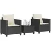 vidaXL Ensemble de bistro 3 pcs avec coussins noir résine tressée