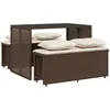 vidaXL Ensemble à manger de jardin 3 pcs et coussins marron poly rotin