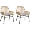 vidaXL Chaises de jardin lot de 2 et coussins marron rotin