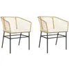 vidaXL Chaises de jardin lot de 2 et coussins marron rotin