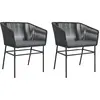 vidaXL Chaises de jardin lot de 2 avec coussins noir résine tressée