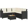 vidaXL Canapé de jardin avec table et coussins en forme de L noir