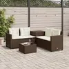 vidaXL Canapé de jardin avec table et coussins en forme de L marron