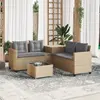 vidaXL Canapé de jardin avec table et coussins en forme de L beige