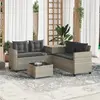 vidaXL Canapé de jardin et table et coussins en forme de L gris clair