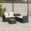 vidaXL Canapé de jardin avec table et coussins en forme de L noir