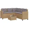 vidaXL Canapé de jardin avec table et coussins en forme de L beige