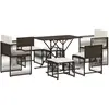 vidaXL Ensemble à manger de jardin et coussins 7 pcs marron rotin