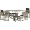 vidaXL Ensemble à manger de jardin et coussins 7 pcs gris clair rotin