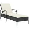 vidaXL Chaise longue avec coussin noir 63x200x81 cm résine tressée