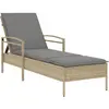 vidaXL Chaise longue avec coussin beige 63x200x81 cm résine tressée