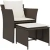 vidaXL Chaise de jardin avec tabouret marron résine tressée