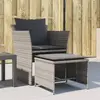 vidaXL Chaise de jardin avec tabouret gris résine tressée