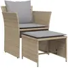 vidaXL Chaise de jardin avec tabouret beige résine tressée