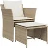 vidaXL Chaise de jardin avec tabouret beige résine tressée