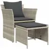 vidaXL Chaise de jardin avec tabouret gris clair résine tressée
