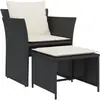 vidaXL Chaise de jardin avec tabouret noir résine tressée
