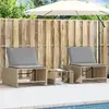 vidaXL Chaises longues lot de 2 avec table beige résine tressée
