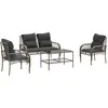 vidaXL Salon de jardin 4 pcs avec coussins gris résine tressée